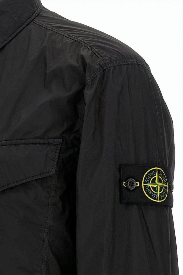Stone Island Lightweight Nylon Jacket With Classic Collar And Signature Patch