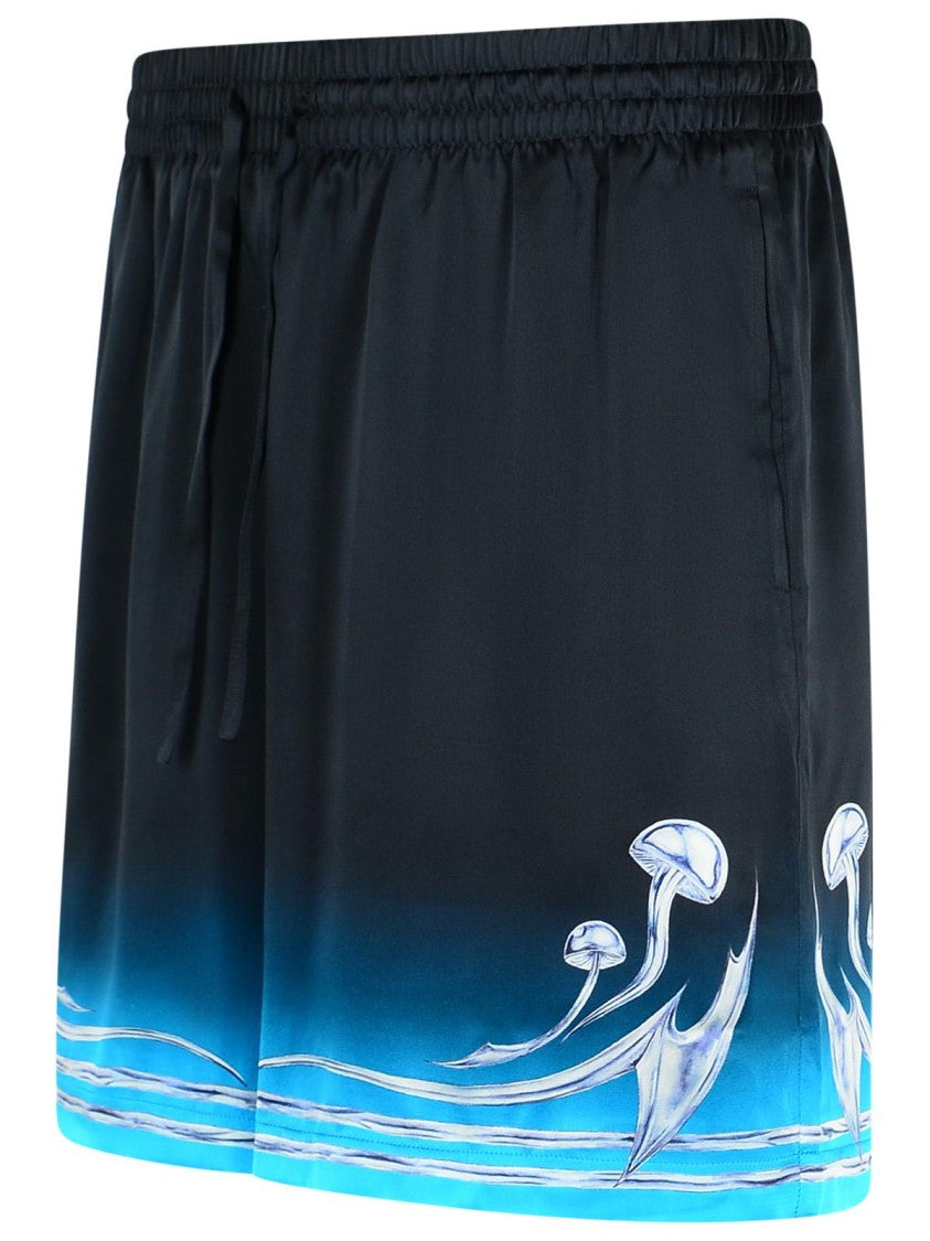 Casablanca Black Silk Bermuda Shorts