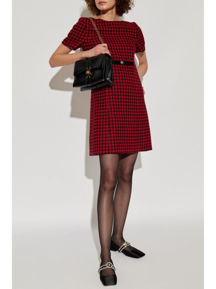 Versace Black And Red Tweed Mini Dress