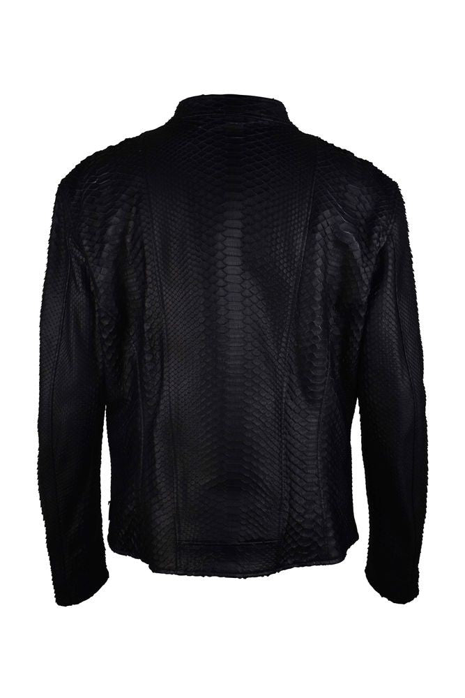 Philipp Plein Textured Python Leather Biker Jacket