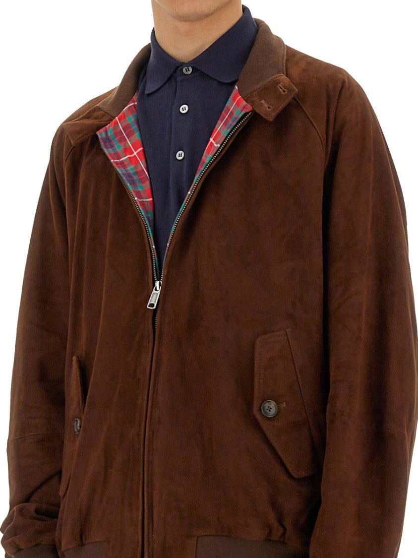 Baracuta Brown Suede Red Tartan Lining Jacket