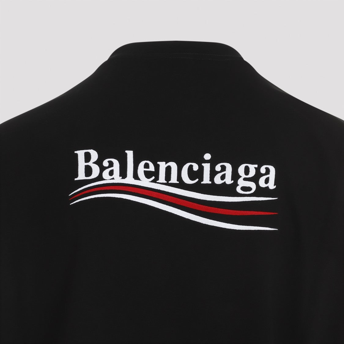 Balenciaga Black White Cotton Political Logo T-Shirt