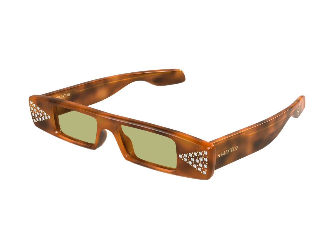 Valentino Vg0043s Rhinestone Tortoiseshell Rectangular Sunglasses