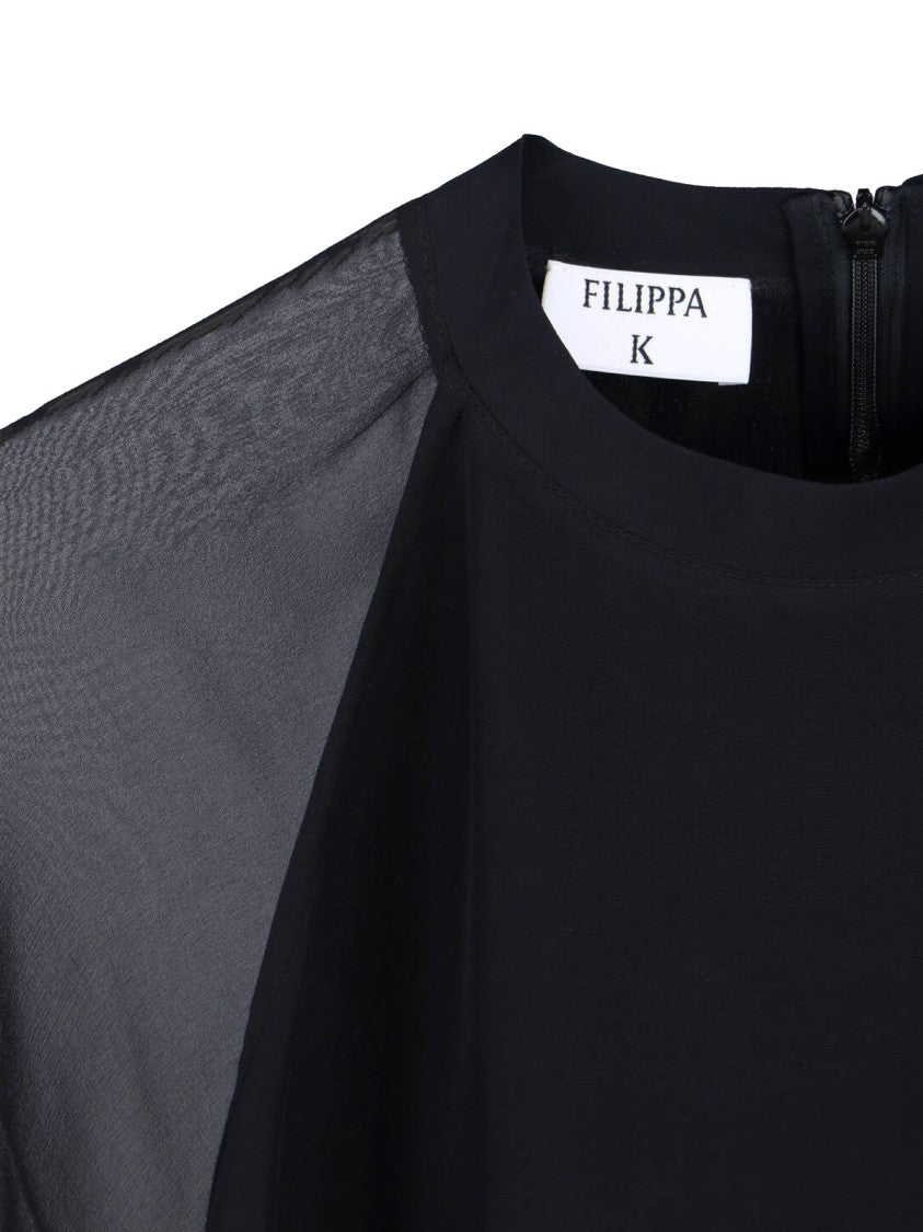 Filippa K Black Raglan Sleeve Semi-Transparent Viscose Blouse