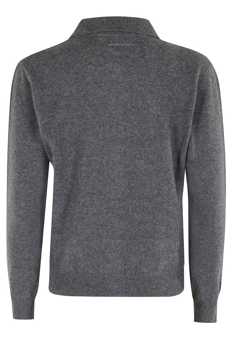 Ermanno Firenze Polo Collar Cardigan With Delicate Appliqués