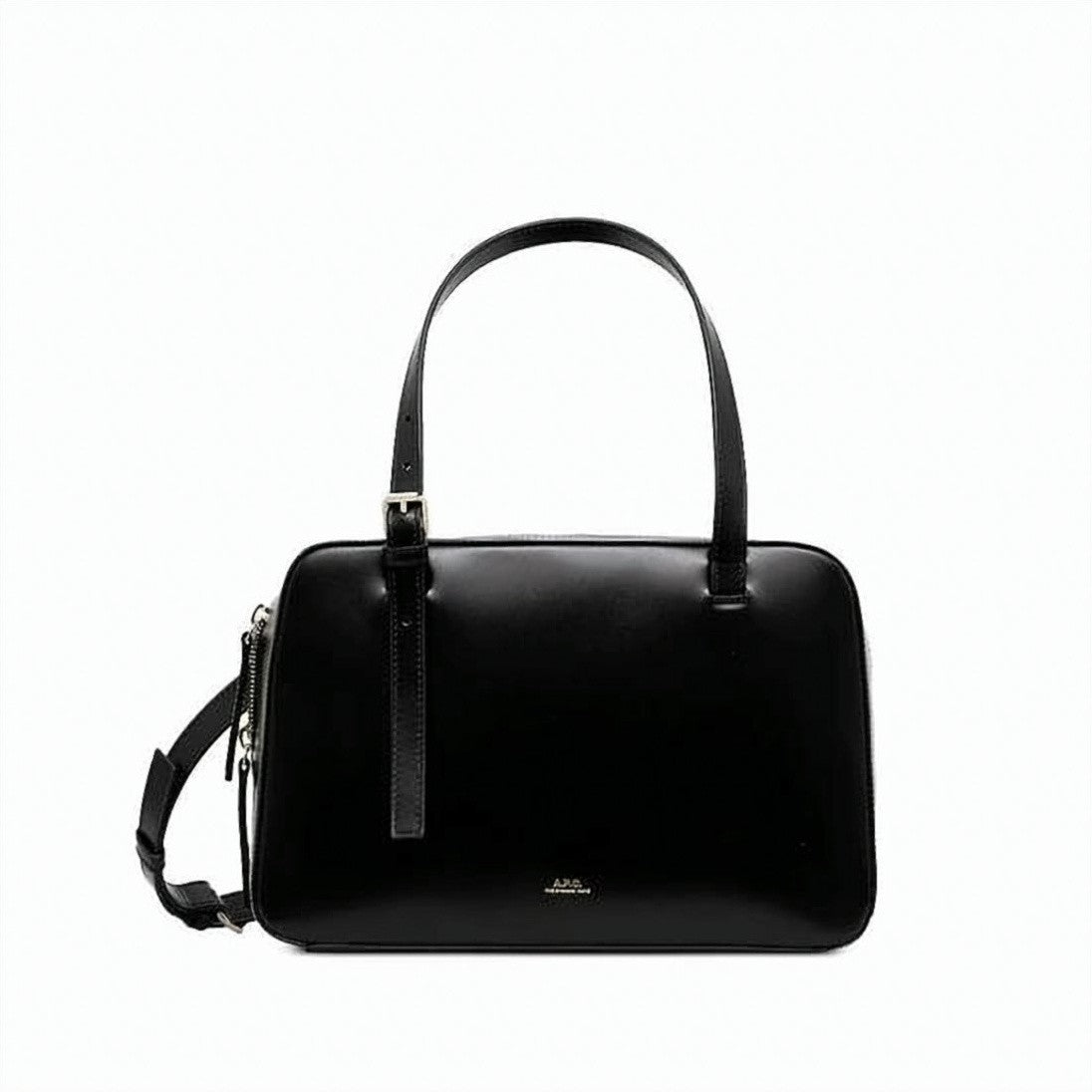 A.P.C. Structured Calf Leather Box Bag With Polished Finish
