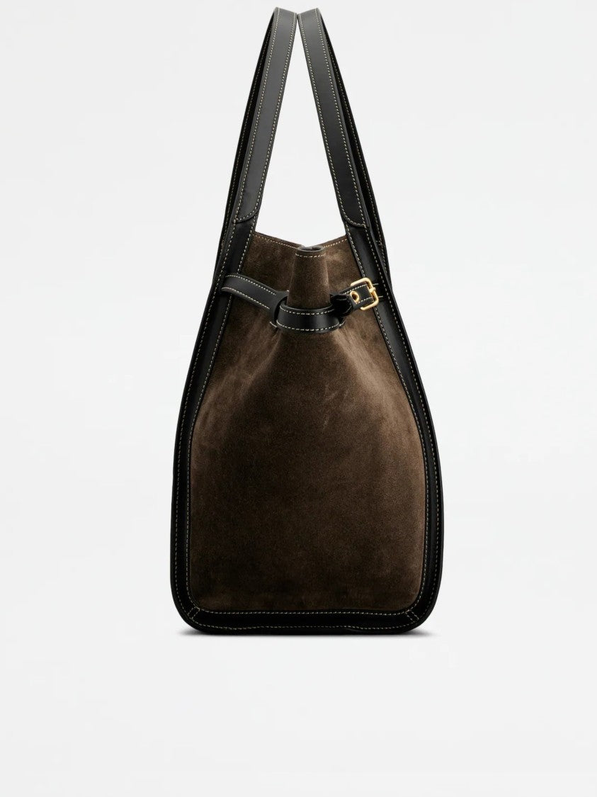 Tod's Suede Leather-Trim Tim Tote Bag