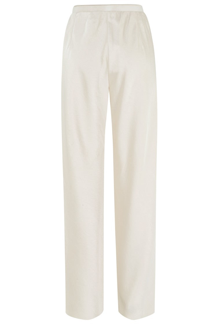 Vince Cream High Waist Fluid Satin Bias Polyester Straight-Leg Pants