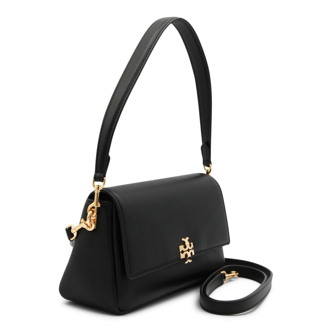 Tory Burch Structured Black Leather Shoulder Bag