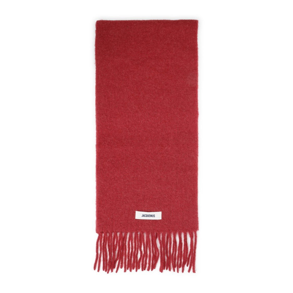 Jacquemus Fringed Rectangular Scarf In Rich Red Blend
