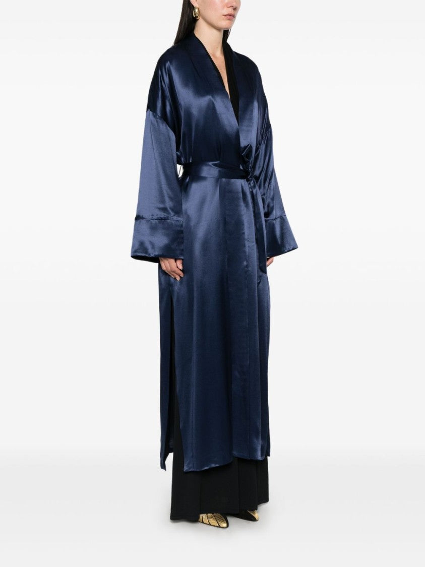 The Nina Studio Belted Satin Dressing Gown With Long Sleeves