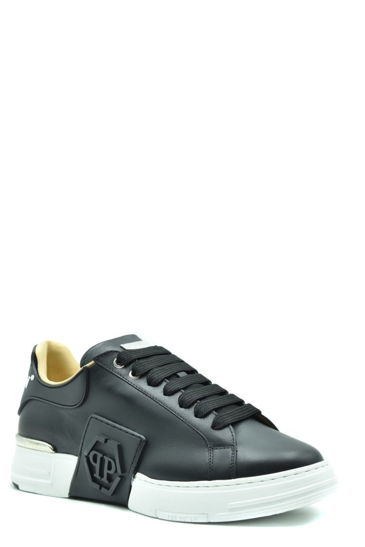Philipp Plein Leather Sneakers With Distinctive Logo Detail