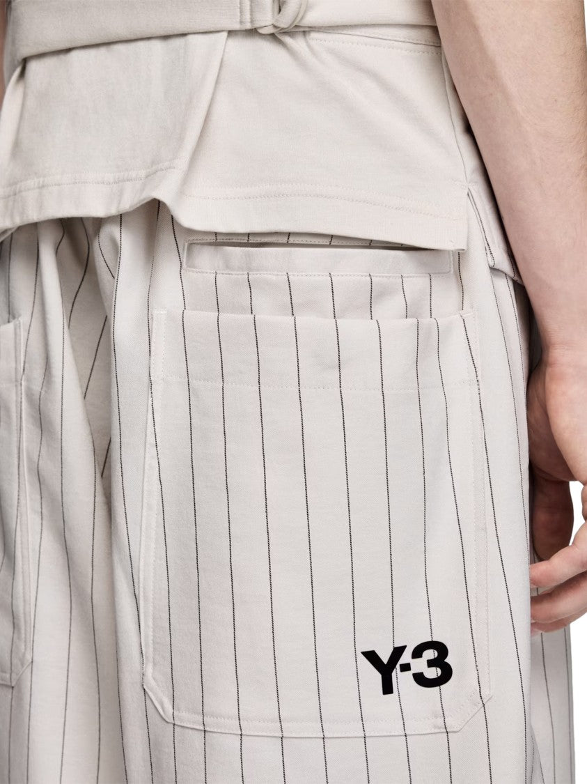 Y-3 Relaxed Fit Pinstripe Shorts With Adjustable Waistband