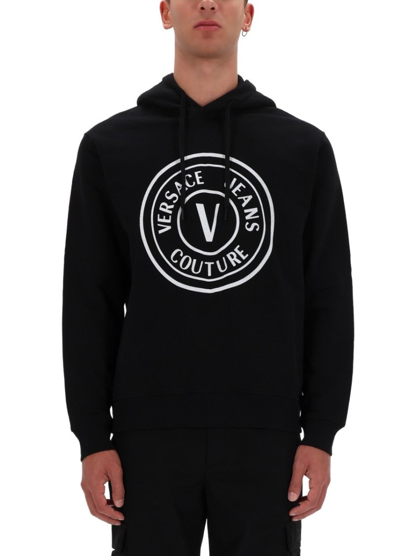 Versace Jeans Couture Black Relaxed-Fit Logo Hoodie
