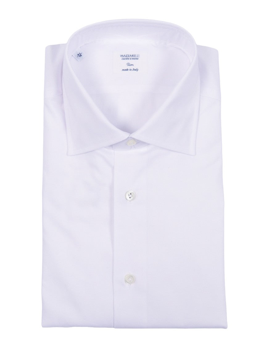 Mazzarelli Camicie White Slim Fit Cotton Shirt