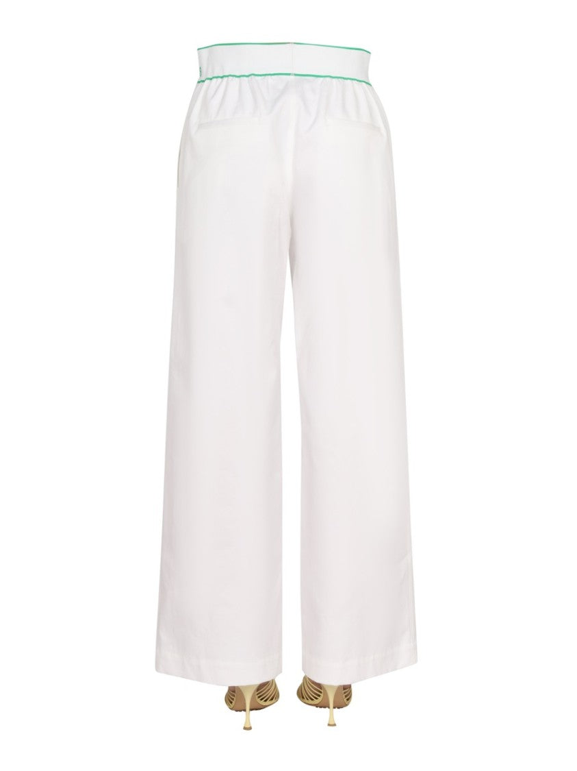 Bottega Veneta Embroidered Reverse Printed Cotton Twill Trousers