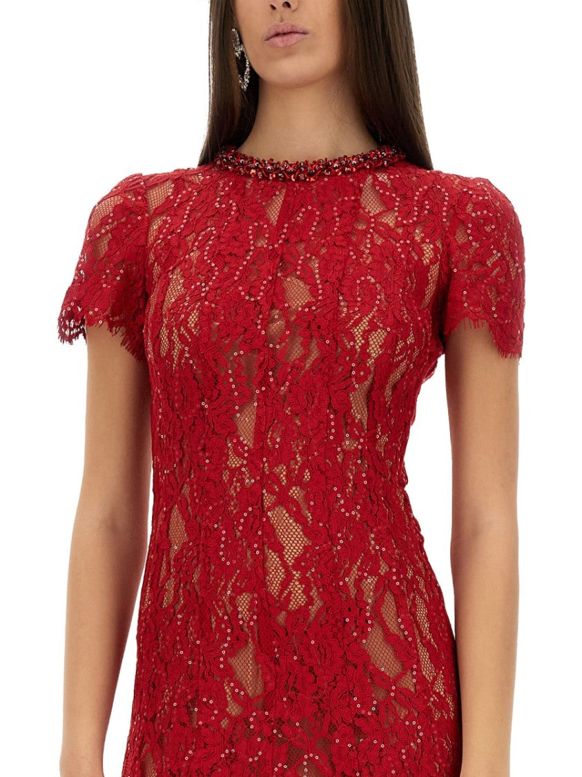 Self-Portrait Lace Midi Dress With Sparkling Sequins