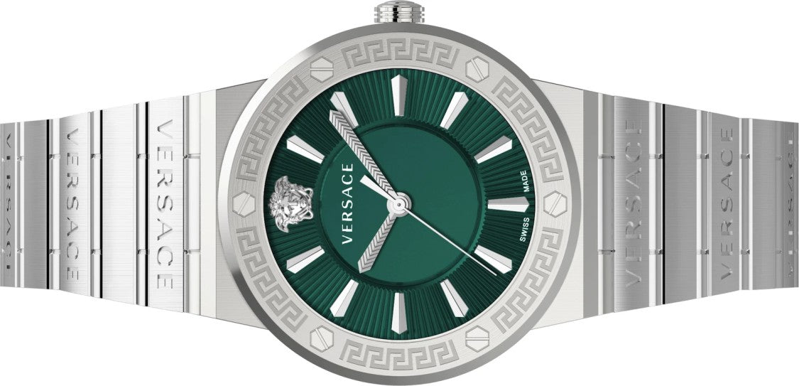 Versace Greca Logo Watch With Mesmerizing Deep Green Dial
