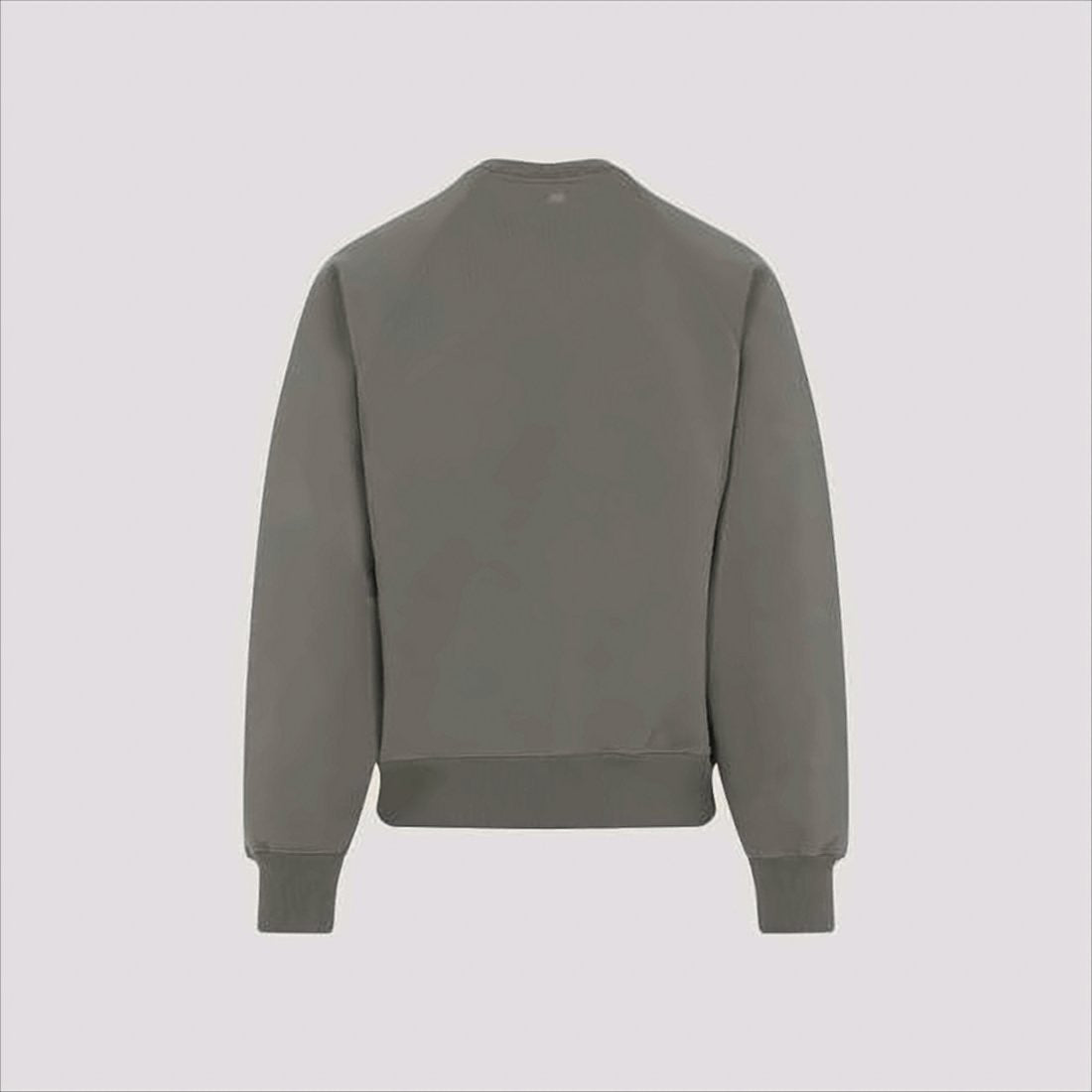 Ami Minimalist Grey Long-Sleeve Crewneck Sweatshirt With Embroidered Logo