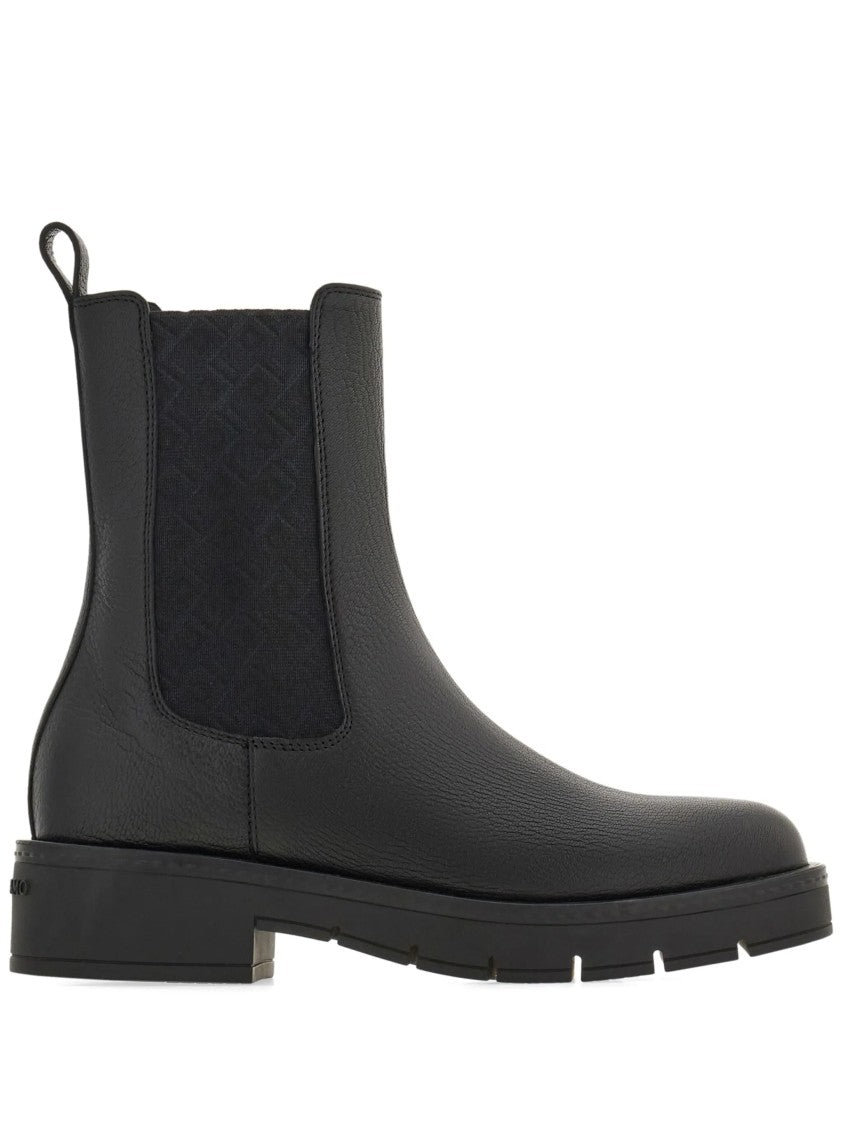 Salvatore Ferragamo Goat Skin Leather Elastic Side Boots