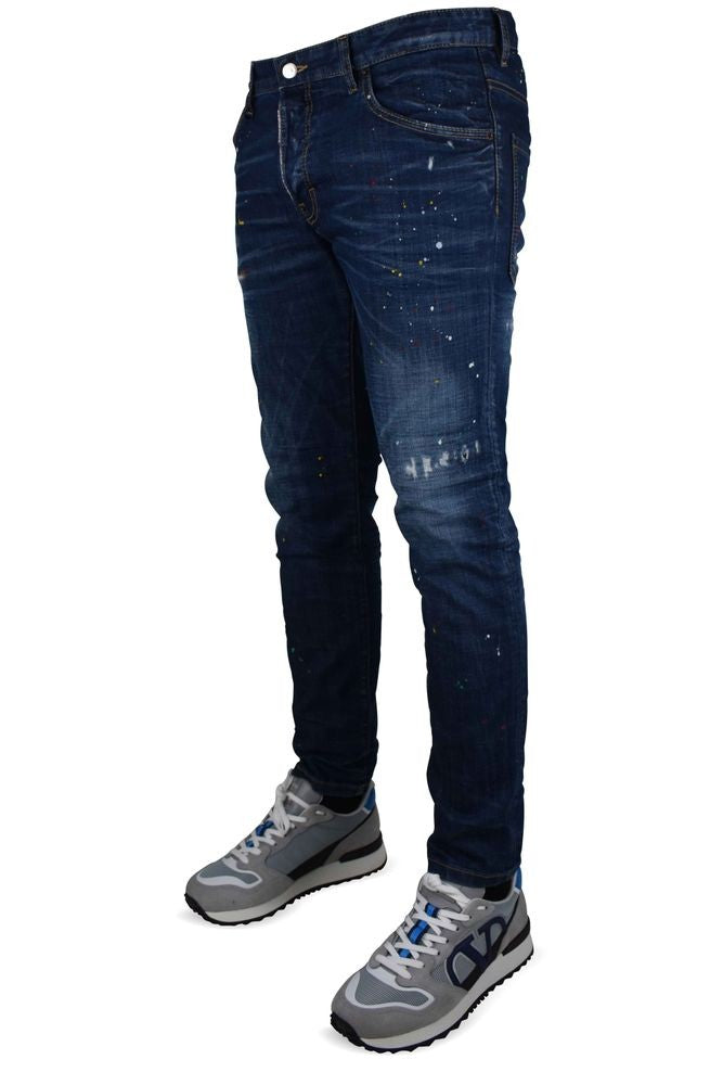 Dsquared2 Distressed Blue Cotton Skater Jeans