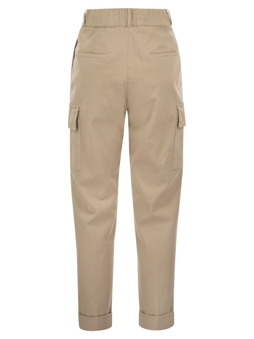 Peserico Cargo Carrot Trousers In Cotton Gabardine