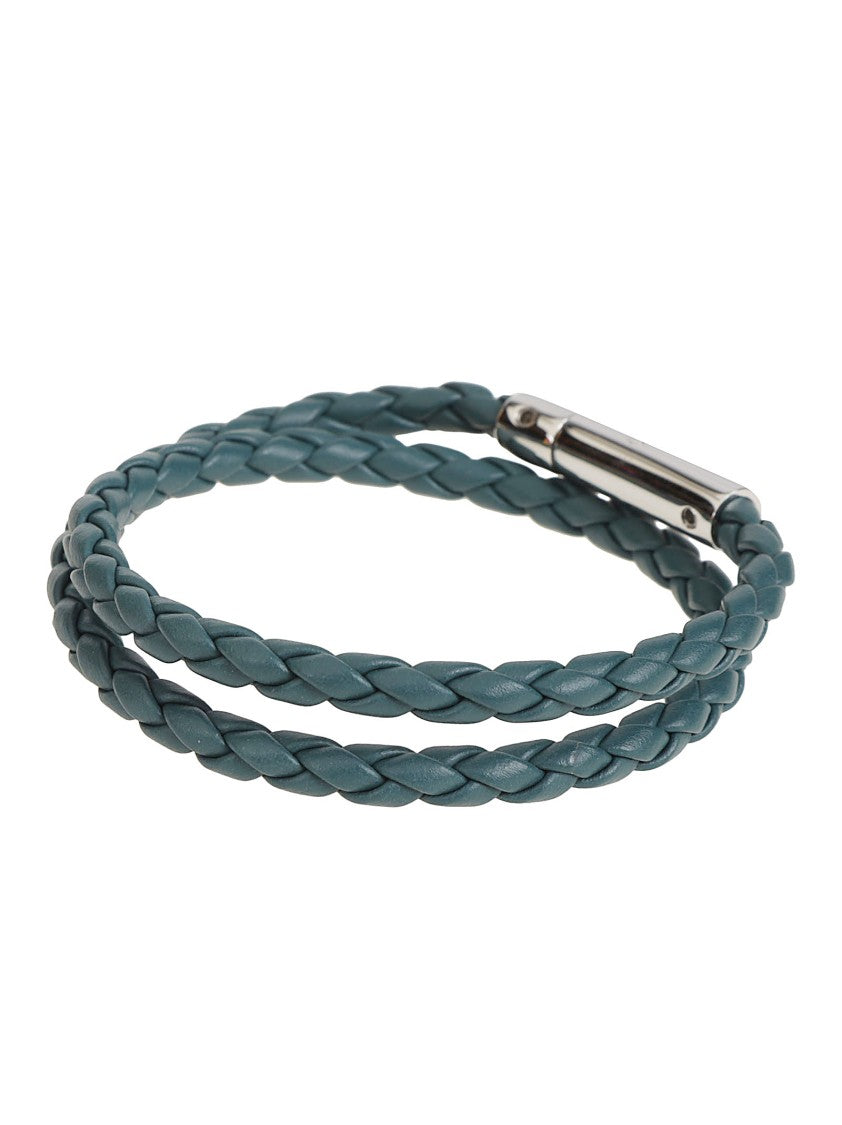 Tod's New My Colors Braided Blue Calf Leather Double-Wrap Bracelet