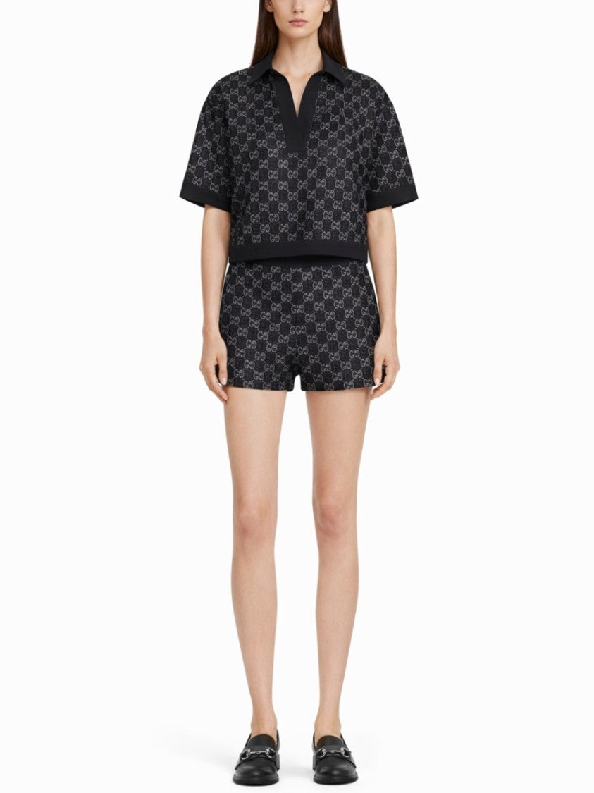 Gucci Gg Cropped Crystal Embellished Viscose-Blend Top