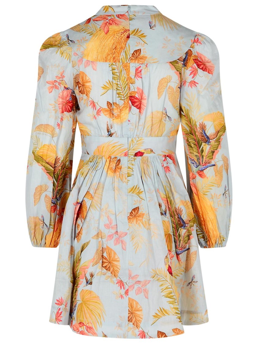 Zimmermann 'Plunge' Low-Cut Mini Dress In Light Blue Linen