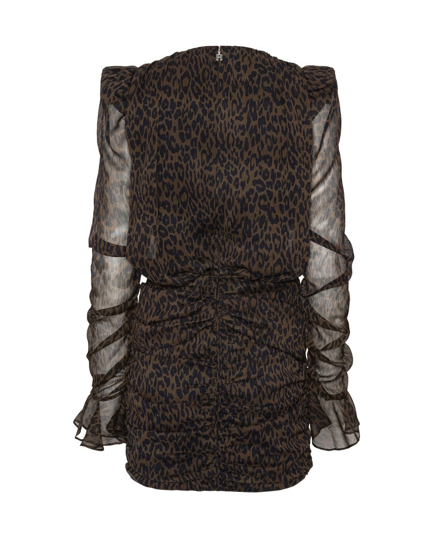 Rotate Mini Dress With Sheer Sleeves And Floral Applique