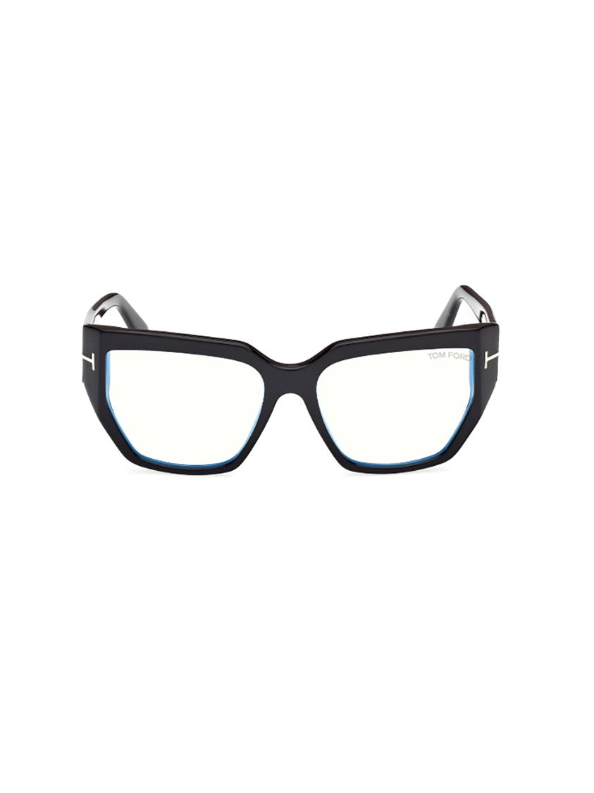Tom Ford Bold Angular Black Optical Frames With Clear Lenses