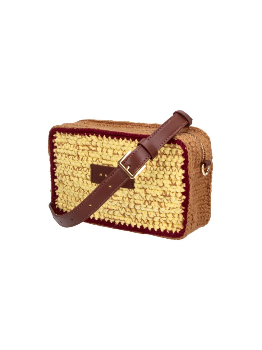 Marni Woven Wool Shoulder Bag With Zip Closure And Removable Strap