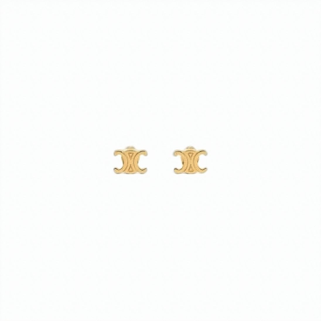 Celine Stylized Gold-Finish Brass Stud Earrings