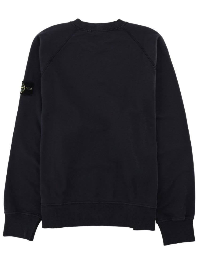 Stone Island Patch Logo Crewneck Cotton Sweatshirt