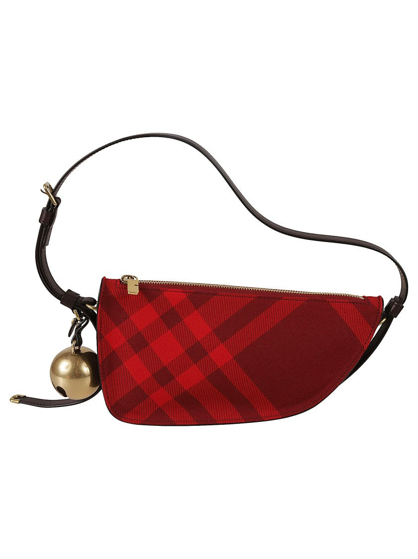 Burberry Curved Plaid Bag With Gold Bell Accent