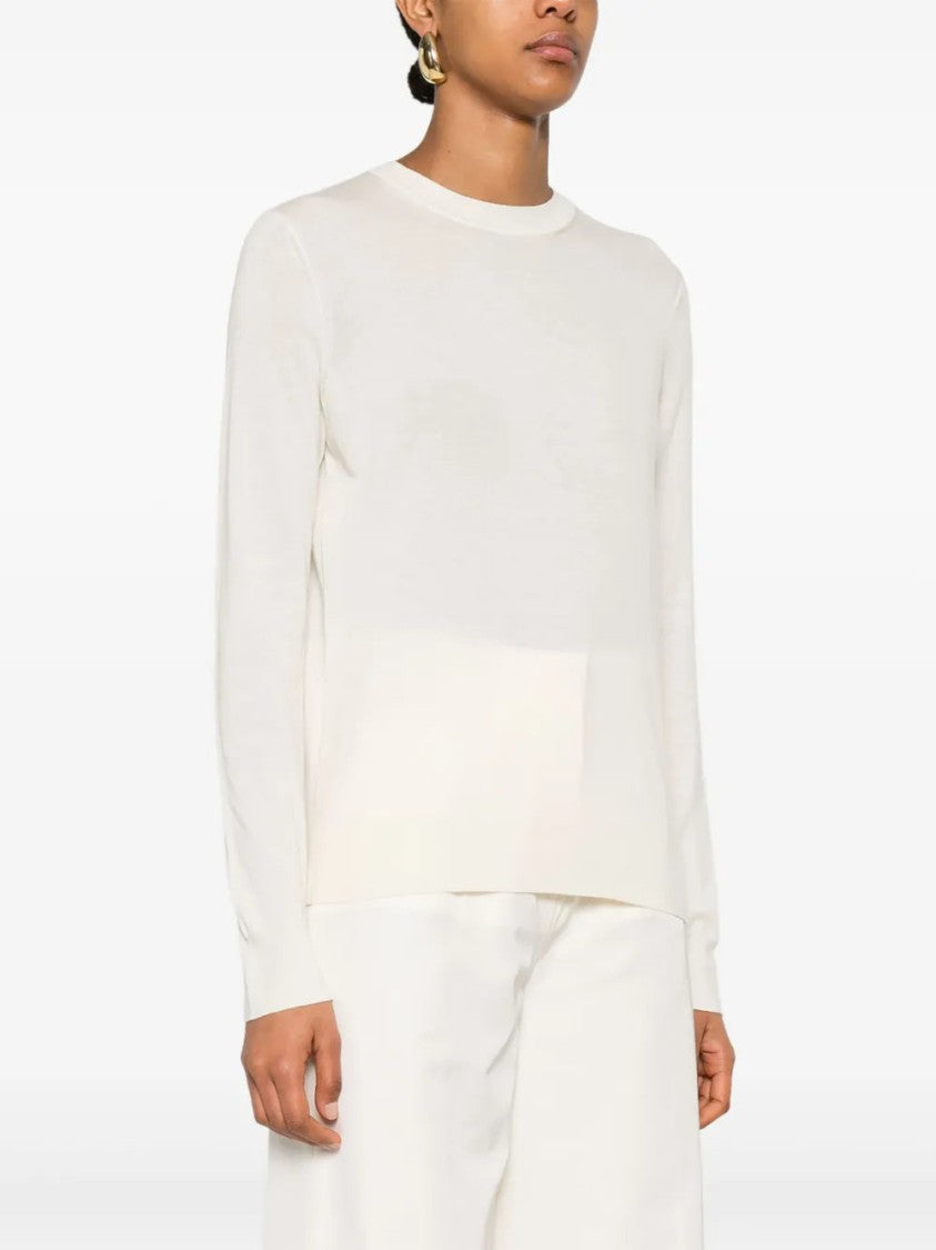 Joseph Light Beige Crew-Neck Top With Ribbed Details
