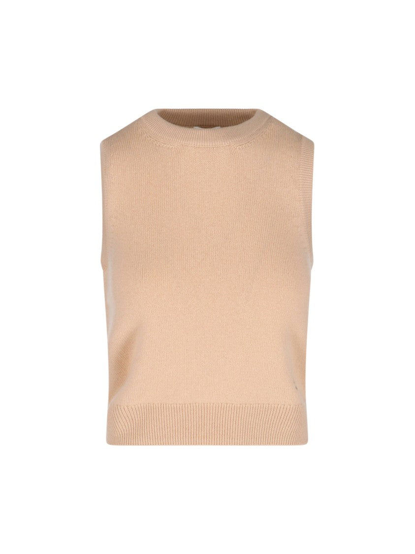 Céline Cashmere Tank Top With Ribbed Finishes And Straight Hem