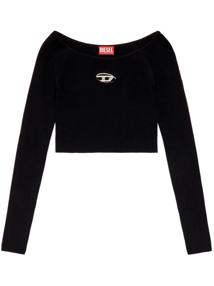 Diesel Cropped Long-Sleeve Top With Ribbed Texture