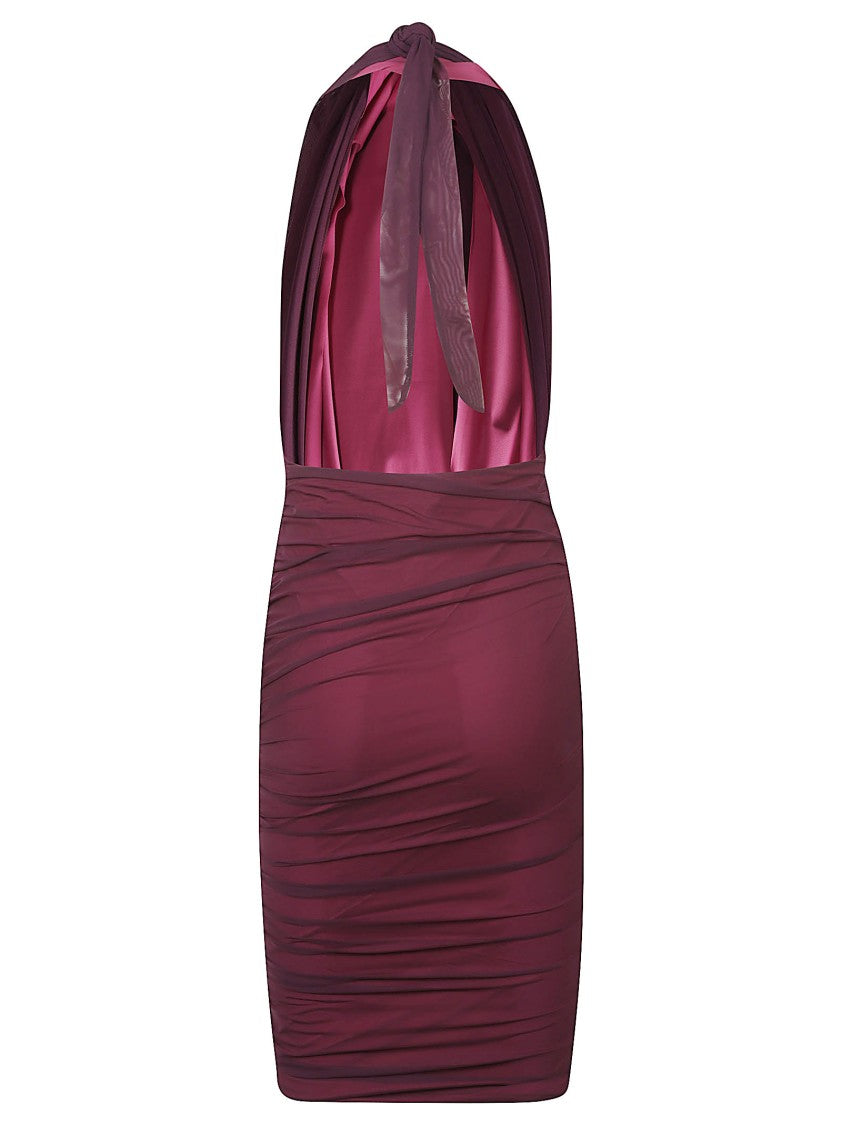 Amazuin Ruched Sheer Overlay Dress