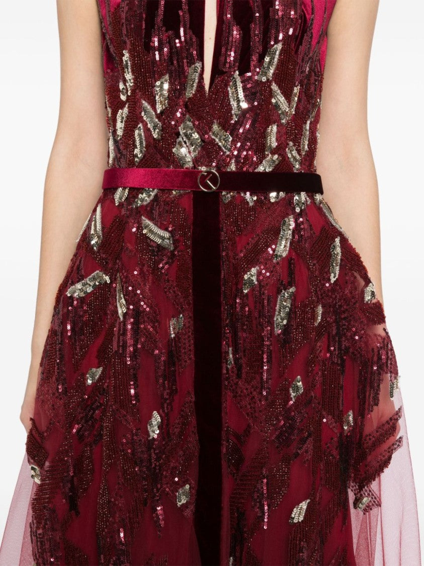 Saiid Kobeisy Velvet Embroidered Dress