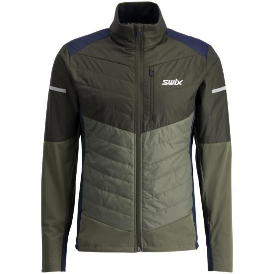 Swix Quilted Green Jacket With Color-Block Design And High Collar