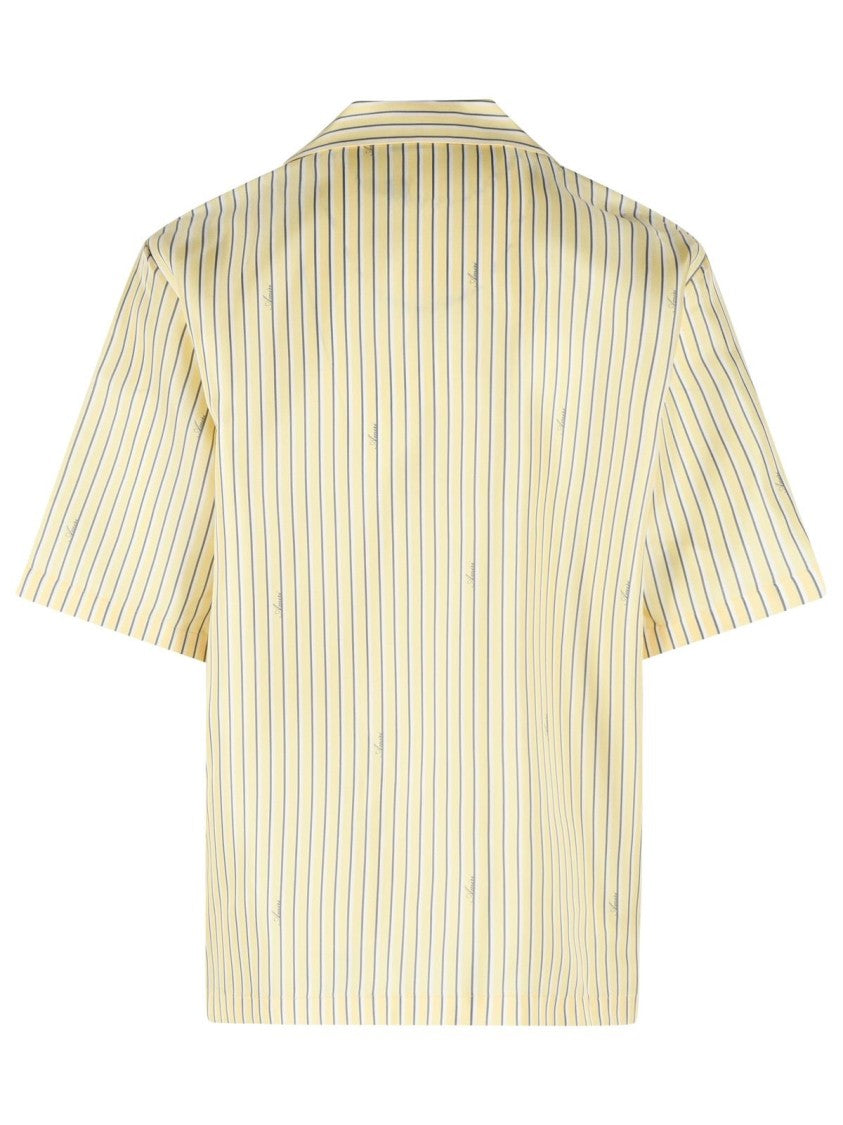 Amiri ' Script Bowling' Yellow Silk Shirt