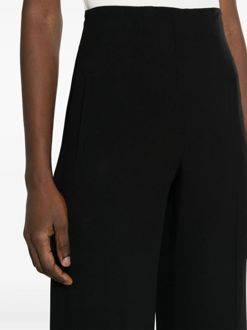 Alberta Ferretti Neutral Pantaloni High-Waisted Satin Palazzo Pants