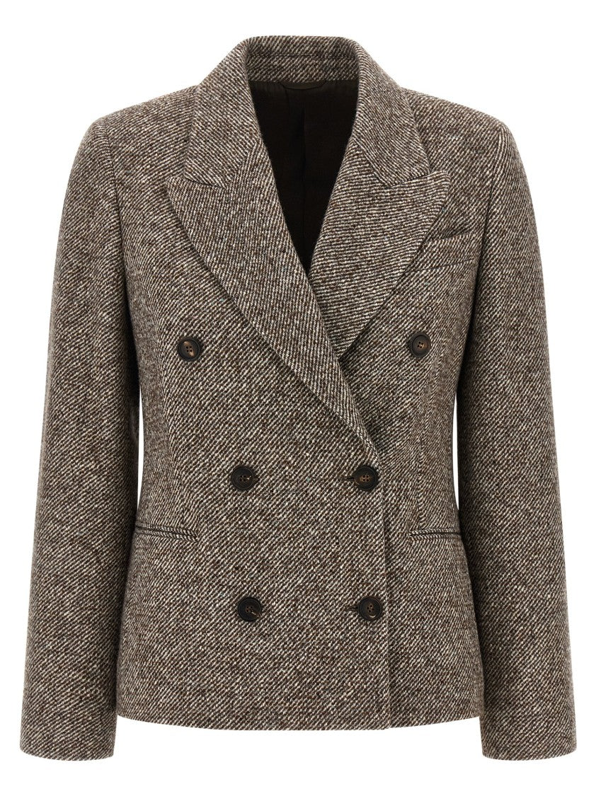 Brunello Cucinelli Double-Breasted Silk Blend Blazer