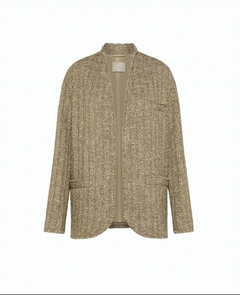 Momonì Fringed Lurex Caban Short Coat