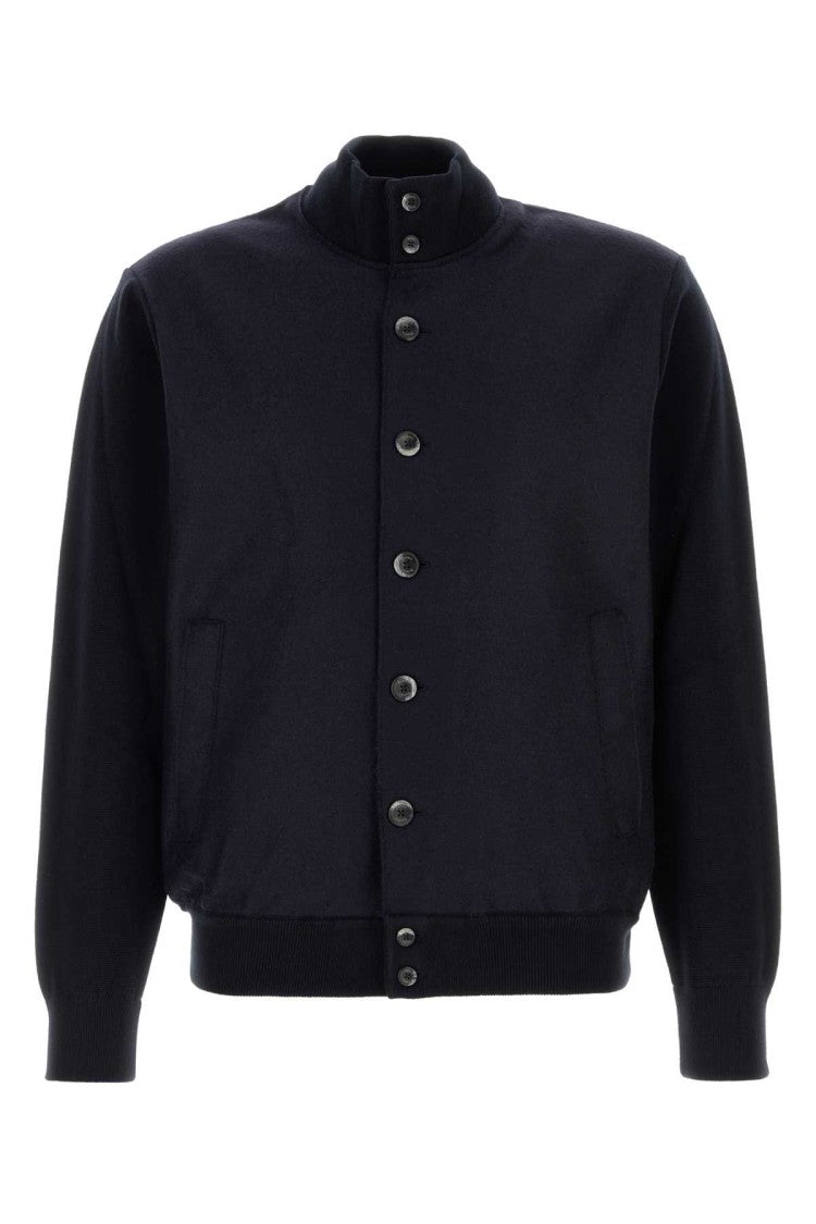 Herno Midnight Blue Cotton Blend Cardigan
