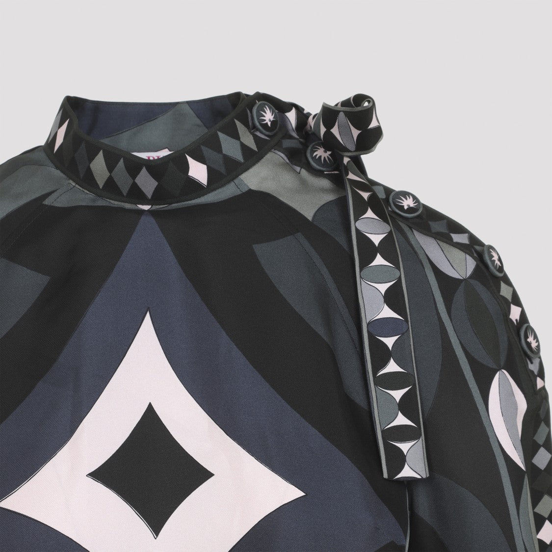 Pucci Geometric Print Silk Mini Dress With Decorative Tie