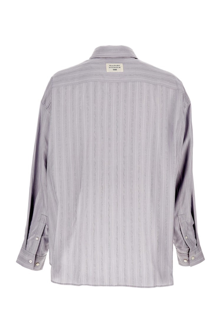 Acne Studios Seasonal Striped Cotton Poplin Shirt With Relaxed Fit