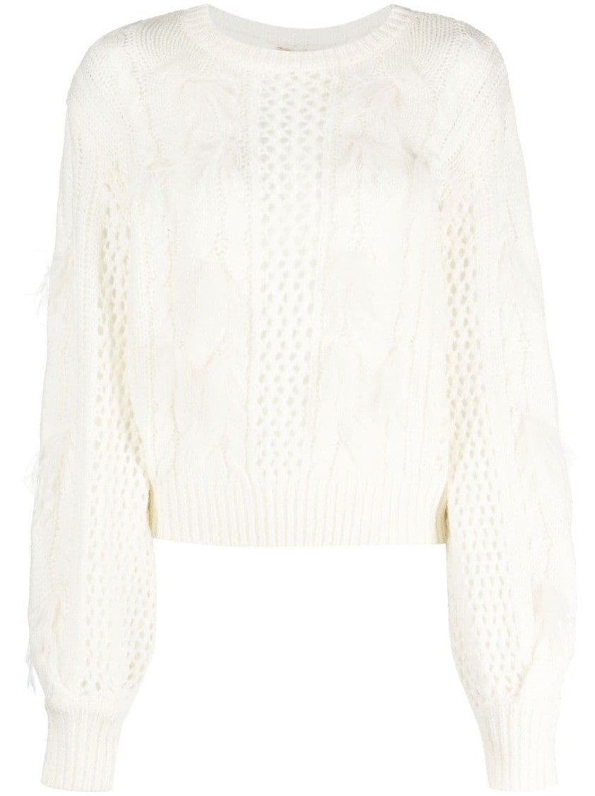 Twin-Set Cropped Knit Sweater With Textured Design