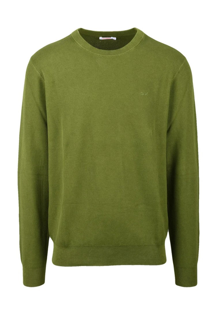 Sun68 Green Crew Neck Cotton Sweater